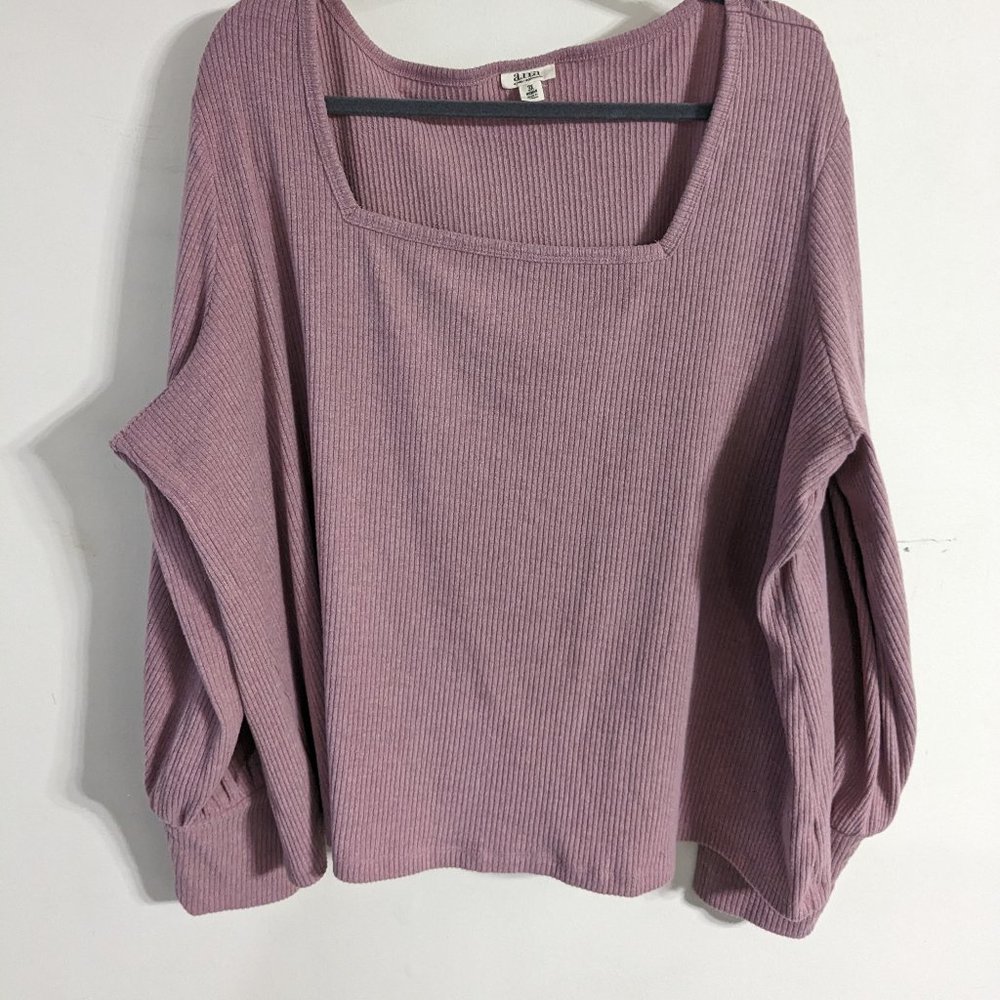 3x Long Sleeved Sweater with Squared neckline in Pink